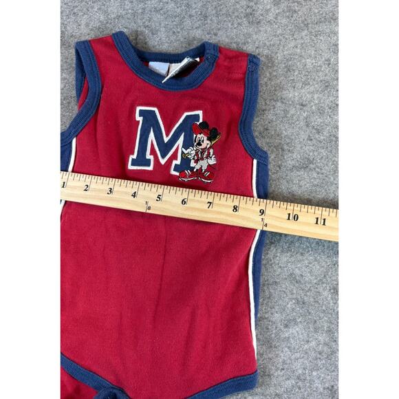VINTAGE Disney Mickey Mouse Romper Infant Baby 18M Red Sleeveless One Piece Y2K - Picture 3 of 6